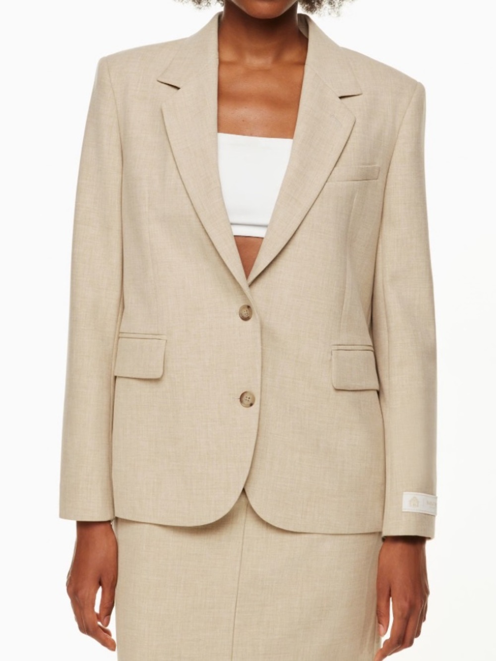 Aritzia Babaton New Agency Blazer in Heather Oat Beige Tan Size Medium Oversized